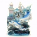 Dolphin Scene Figurine With Clock